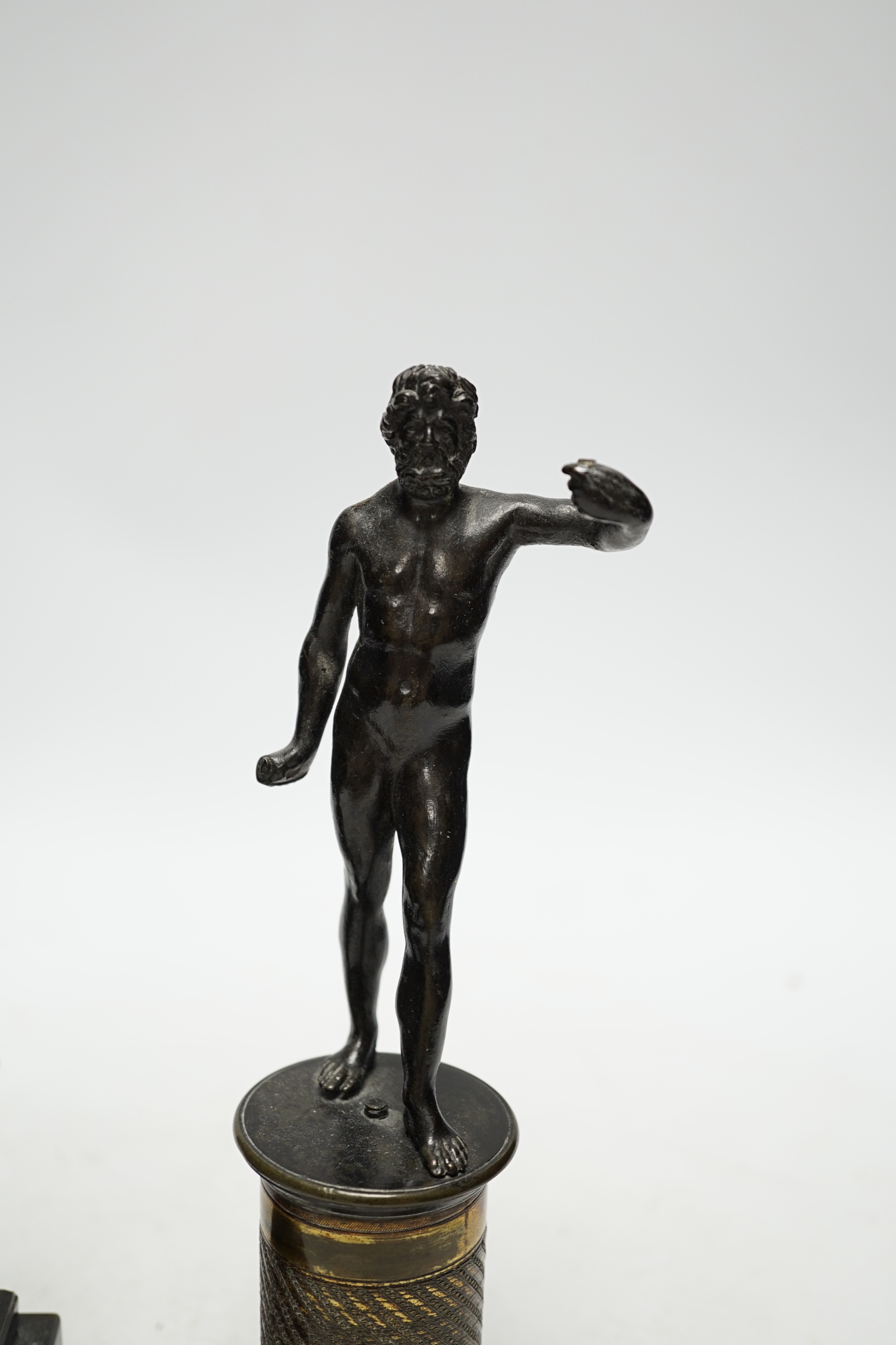 A 19th century bronze figure of Napoleon and a 19th century bronze figure of Bacchus, tallest 12.5cm